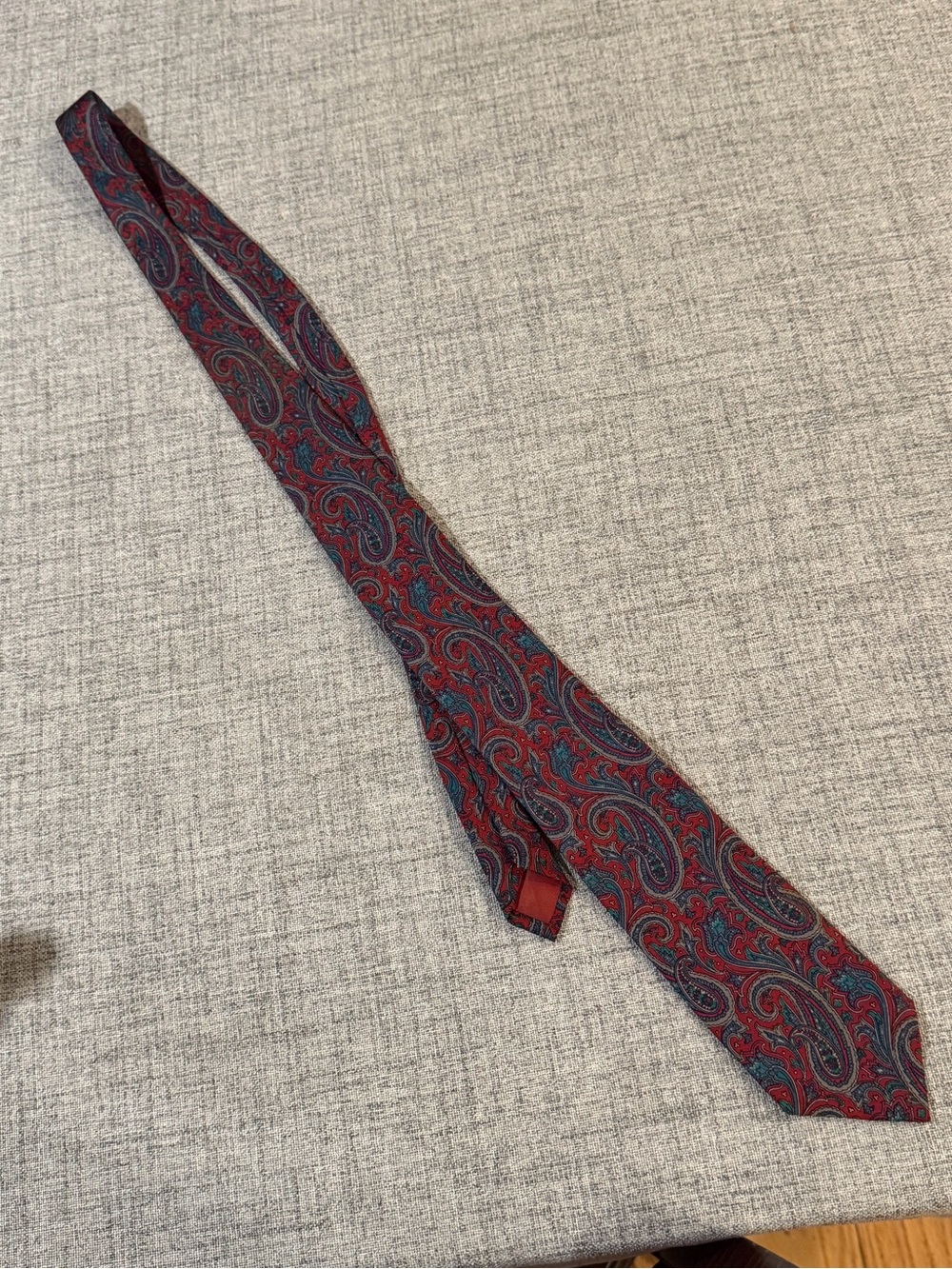 JS Collections Red and Blue Paisley Silk Tie